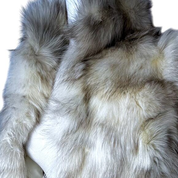 Vintage Genuine Finland FOX FUR Coat Medium Hong Kong Old Money Glamour Luxury - Picture 5 of 15